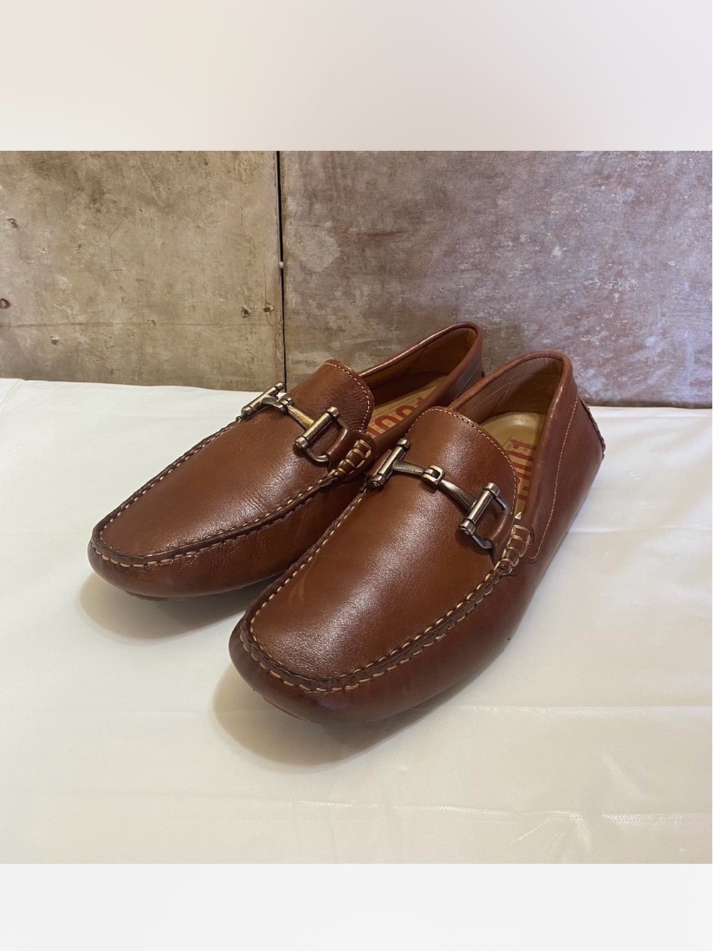 1901 Men's Brown Leather Bit-Detail Driving Loafers